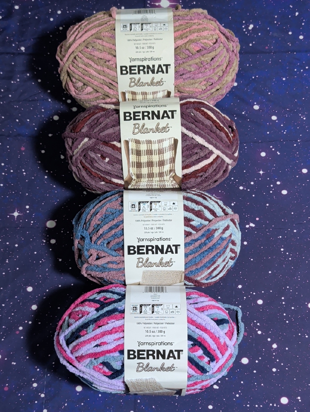 4 Brand New Skeins Bernat Blanket Yarn Variegated Multiple Colors Smoke Free